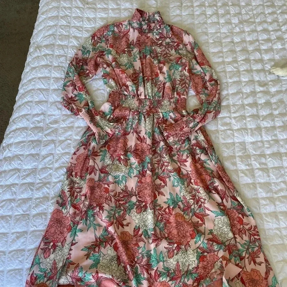 Nanette Lepore floral smocked high Lo midi dress - Picture 3 of 11